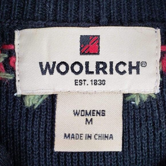 Woolrich Jacket Zip Up Women's Size Medium M Black Sweater Knit Christmas - Picture 7 of 10